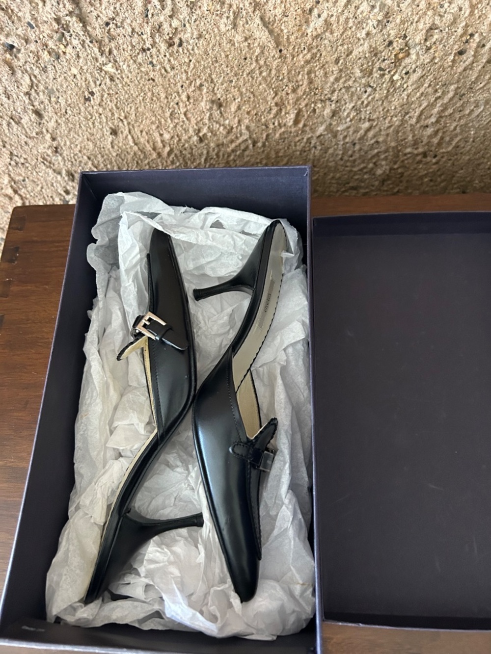 Prada Black Leather Pointed Toe Mules Heels 36.5 / US 6.5 - Picture 7 of 15